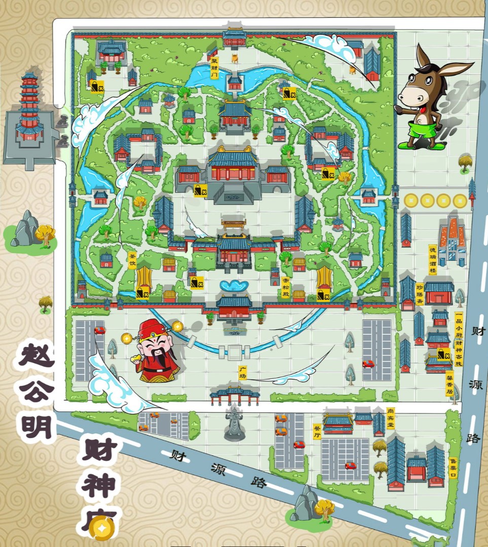 内江寺庙类手绘地图